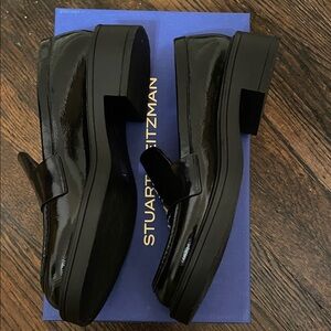 Stuart Weitzman Glossy Black Patent Loafers